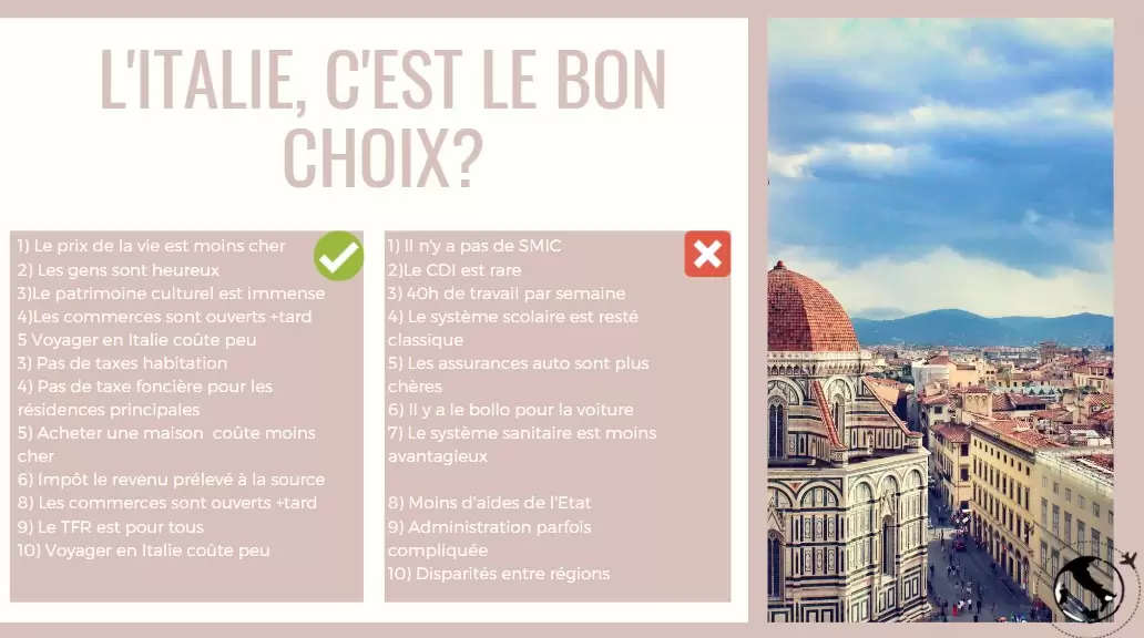 avantages et inconvenients italie