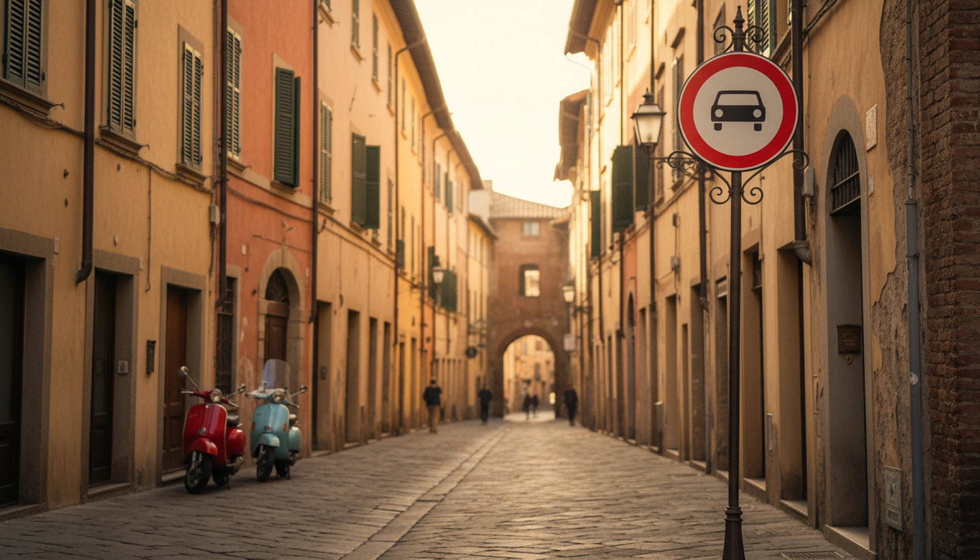 ZTL Zona Traffico Limitato sign at the entrance of a historic centre in Italy
